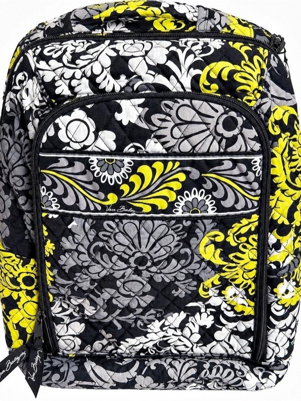 Vera Bradley Baroque Laptop Backpack Black Yellow Gray- LIKE NEW